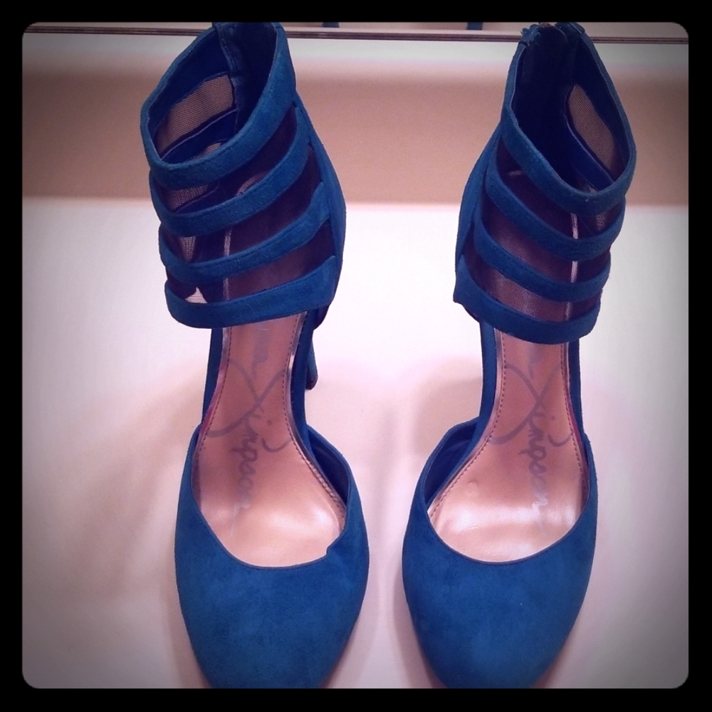 Jessica Simpson  barely worn teal suede heels.